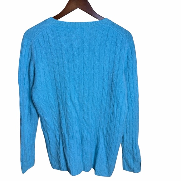 Two Bees Cashmere Womens Cable Knit Sweater Blue 100% Cashmere Size L luxury - Picture 4 of 7